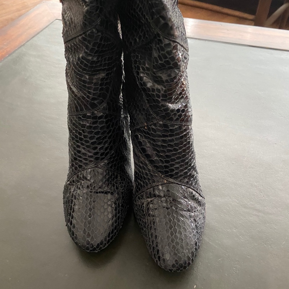 Frye tall snakeskin boots